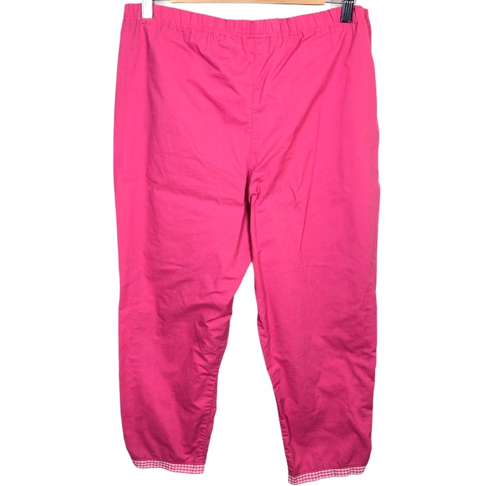 Blair Vintage 90s Gingham Floral Embroidered Picnic Cottagecore Pant Set Pink - Picture 10 of 14